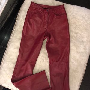 Red leather pants